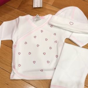 Baby Steps white and pink heart outfit